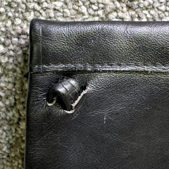 Genuine leather black purse fold over flap clutch pocket book formal  - Q1470 - Picture 4 of 14